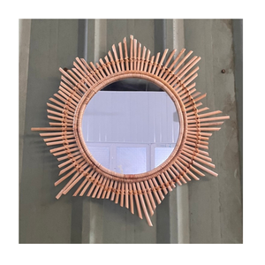 Miroir en rotin minimaliste aux lignes épurées, miroir en rotin 100% artisanal, décoration pour la maison en gros en provenance du Vietnam - Product Image 1