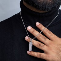 Pendentif Hip Hop en argent sterling 925 serti de zircons, barre verticale, cadeau unisexe