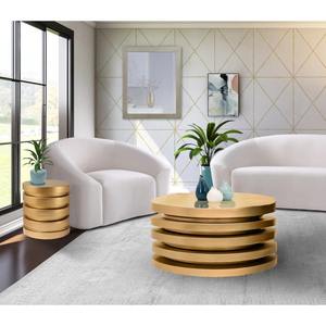 Modern Polished Stainless Steel and Brass Eco-Friendly Luxury Gold Coffee/Side <b>Table</b> <b>Round</b> Home Furniture - Product Image 5
