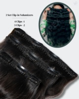 AR-RAFI IMPEX Lot de 3 Extensions de Cheveux 100% Vierge Remy Indiens Ondulés 100g, à Clipser, Double Trame Cousue à la Machine, Pointes Doublement Tirées, Style 2