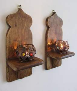 Apliques de Pared Minimalistas de Madera para Velas, Decoración Interior para Sala de Estar y Dormitorio, Diseño Simple, Limpio, Elegante y Contemporáneo - Product Image 1