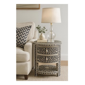 Table moderne en os incrusté fait main, élégante armoire de salon avec incrustations complexes, fournisseur personnalisé en Inde - Product Image 1