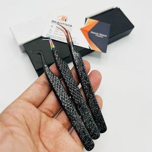 แหนบขนตาปลอมปลายพลาสมาปลายแหลมพร้อมกลิตเตอร์สีเงินทำจากสเตนเลสออกแบบโลโก้ได้ตามต้องการ - Product Image 3