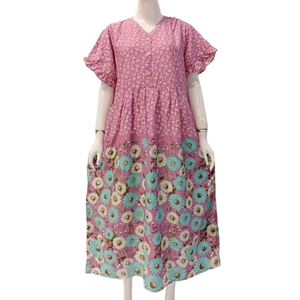 Women Plus Size Dress V-neck button and short ruffled sleeve made by Rayon Premium Fabric - Product Image 5