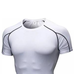 เสื้อรัดรูปของผู้ชายเสื้อออกกำลังกายแขนสั้นผ้าฝ้าย100% ออกแบบได้ตามที่ต้องการ - Product Image 2