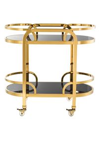 Diseño atractivo Forma redonda 3 Esclavos de vidrio Acero inoxidable Acabado dorado Carro para servir alimentos - Product Image 4