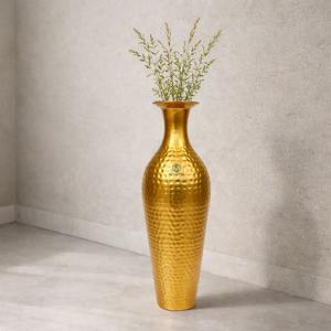 Luxurious Tall Hammered Gold Metal Floor <b>Vase</b> | Modern Minimalist Decorative <b>Vase</b> <b>for</b> Living Room Decor, Entryway Accent - Product Image 3