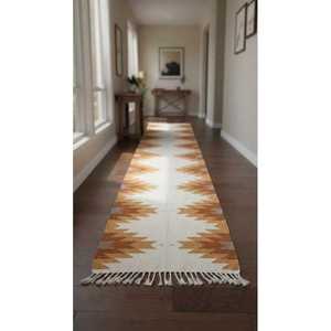 Handwoven <b>Jute</b> Kilim <b>Runner</b> <b>Rug</b> Southwestern Boho Geometric Design Anti-Slip Luxury Floor Mat - Product Image 5