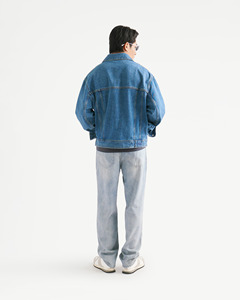 Veste en jean pour homme, écologique, pour l'hiver, en tissu, fermeture à un bouton, col rabattu, coupe ample, respirante, anti-UV, unie - Product Image 4
