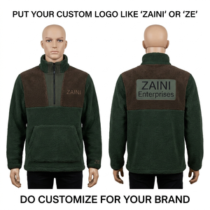 Premium 240g GSM Sherpa Fleece Thin Long Front <b>Jacket</b> Soft Warm Plush Fabric Grey Full Zip Outdoor Embossed Custom Logo - Product Image 1