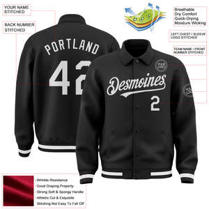 Veste Byron à col à revers bicolore personnalisée Bomber noire imperméable unisexe Varsity Letterman veste Letterman - Product Image 6