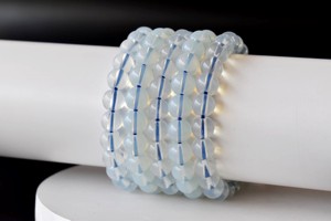 Wholesale Hot Selling Sky Blue Color <b>Opal</b> Synthetic 8mm Round Natural Crystal Beaded Healing <b>Bracelet</b> for Meditation Jewelry - Product Image 3