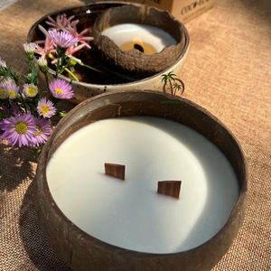 Eco-Friendly Coconut Shell Scented <b>Candle</b> Handcrafted Premium Natural Wax Lime <b>Essential</b> <b>Oils</b> for Christmas - Size 300 gram - Product Image 6