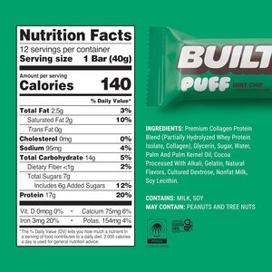 BUILT <b>Bar</b> Puff Protein <b>Bars</b> - Mint Chip - 12 Count - Product Image 2