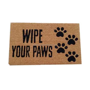 Haute qualité PVC soutenu 45x75cm imprimé coco paillasson élégant tufté conception lavable Animal patte impression texte - Product Image 1