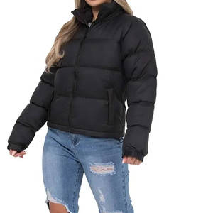 Veste matelassée en duvet d'oie, coupe-vent, fermeture éclair, softshell, pour femmes, faible MOQ, haute qualité, extérieur, hiver, grande taille, noir, personnalisable - Product Image 2