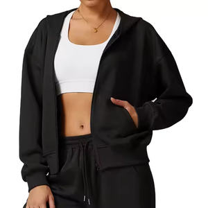 Sudaderas con capucha de buena calidad Peso pesado 100% Sudaderas con capucha de algodón Sudadera con cremallera de alta calidad para mujer Sudadera con capucha con logotipo personalizado - Product Image 6