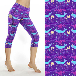 Leggings Capri para Mujer con Estampado Digital Personalizado, Ligeros, de Poliéster, Cintura Media, Casuales, para Fitness, Yoga, Gimnasio y Running - Product Image 3