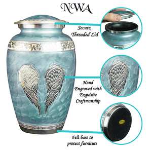 Urna de cremación para adultos de estilo americano elegante, recuerdo conmemorativo de metal decorativo y funcional con diseño floral para cenizas humanas - Product Image 2