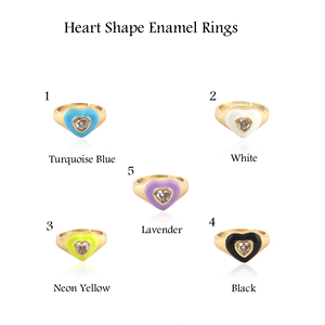 แหวนหัวใจสองโทนสีใสแบบเรียบง่ายแหวนเคลือบสีเหลืองทำจากทองเหลือง18K ของขวัญวันวาเลนไทน์สำหรับแหวนแห่งความรัก - Product Image 2