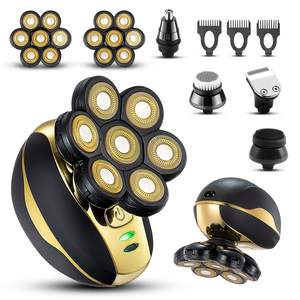 Kit de rasage multifonctionnel électrique USB, étanche, pour usage humide/sec, rasoir rotatif pour hommes chauves, avec têtes de rechange - Product Image 3