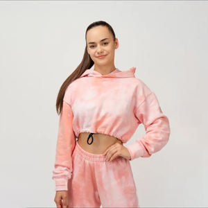 Sweat à capuche uni vintage délavé à l'acide personnalisé pour femmes 500gsm polaire surdimensionné lavé en détresse pierre rose bébé hiver poche à capuche - Product Image 1