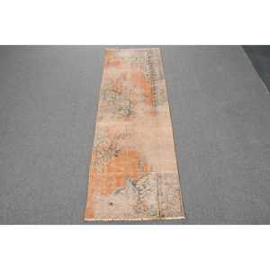 Turkish <b>Rug</b>, <b>Runner</b> 2.5x7.4 ft <b>Rug</b>, Orange Striped <b>Rug</b> - Product Image 1