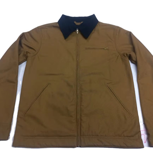 Factory Supply Brown Canvas Cotton Duck Polyester Lined Zipper Casual Construction Mechanic <b>Workers</b> Work <b>Jacket</b> - Product Image 2