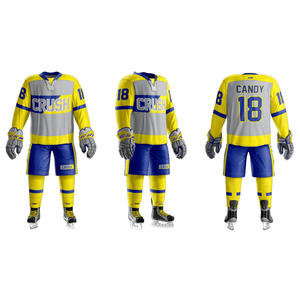 Conjunto de uniforme de hockey sobre hielo con logotipo personalizado de alta calidad diseño OEM camisetas al por mayor técnica de sublimación ropa deportiva de equipo para hombres - Product Image 6