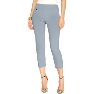 Pantaloni Capri da Donna Alfani Grigio Taglia 12 con Controllo Pancia in Tessuto Lavorato a Maglia - Product Image 1