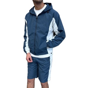 Conjunto de dos piezas de chaqueta cortavientos y pantalones de ciclista para hombre, de secado rápido, impermeable y con cierre de cremallera. - Product Image 1