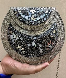 Stone Clutch Luxury Design Handmade <b>Bags</b> <b>Silver</b> <b>Evening</b> Designer Ready to Ship Sa Resin Brass Mosaic with Metal - Product Image 2