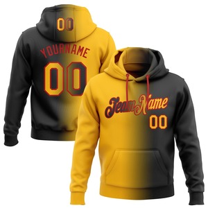 Directo industria venta al por mayor 3D bordado personalizado cosido negro oro-rojo gradiente moda deportes pulóver Sudadera con capucha - Product Image 1