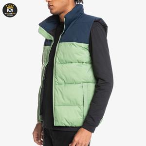 Canvas Stand Collar <b>Men's</b> Winter Puffer <b>Vest</b> Jacket with <b>Multi</b> Pockets Customizable Design Waterproof & Reversible - Product Image 2