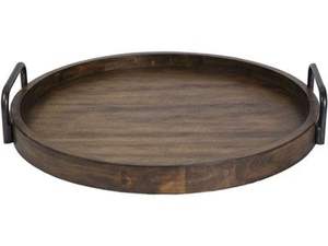 Bandeja de servicio de madera de acacia redonda resistente a FARMOUSE para cocina, hogar o Hotel, vajilla de estilo clásico para fiesta o ser de comida - Product Image 3