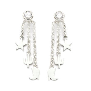 Pendientes colgantes bonitos de lujo con Zirconia cúbica blanca de Plata de Ley 925 de aspecto precioso para mujer y niña, proveedores de joyería hecha a mano - Product Image 2