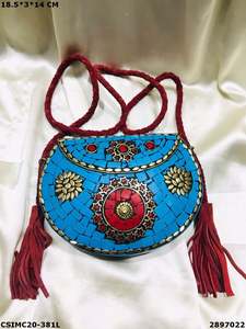 Bolso de mano hecho a mano de mosaico de metal de noche para damas Bolso de mano de mosaico de metal hecho a mano - Product Image 4