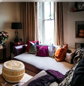 Top rotin naturel osier pouf siège plat préfet sol siège tabouret os incrustation Console pour salon et méditation - Product Image 6