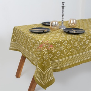 Indian Handmade Dabu Floral Beautiful Hand Block Printed Cotton <b>Table</b> Cloth for Wedding <b>Table</b> Cloth - Product Image 6