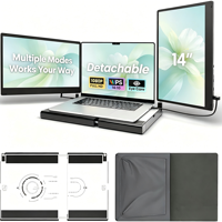 Écrans d'ordinateur portables portables à double affichage IPS de 14 pouces, connectés par USB, triple écran pour le travail, le codage, le streaming et les jeux