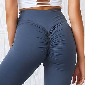 High Women's Scrunch Butt Gym Fitness Athletic Leggings Pantalones de Yoga de LICRA de nailon transpirable con efecto push-up de estilo Hip Hop - Product Image 1