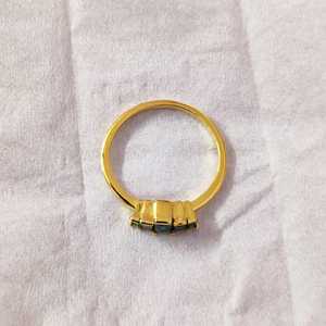 Bague artisanale 5 pierres émeraude verte en or vermeil sur argent 925 belle pierre de naissance mai bijoux cadeau parfait - Product Image 3