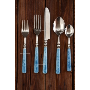 Juego de cubiertos clásicos de plata de acero inoxidable, mango de hueso azul cielo para el hogar y el restaurante, juegos de cubiertos de mesa - Product Image 3