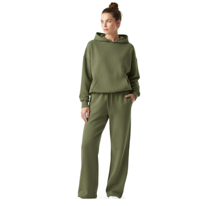 Ensemble de survêtement pour femme, respirant, uni, décontracté, taille personnalisée, entraînement d'hiver, vente en gros, polaire personnalisé, écologique, séchage rapide, sweat-shirt et pantalon - Product Image 3