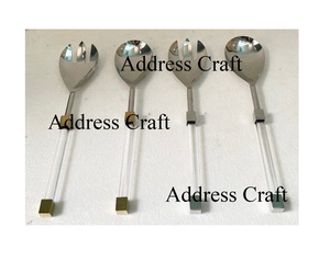 Vendeur d'usine direct ensemble de serveurs à salade en acier inoxydable avec poignée en acrylique outil de cuisine outils de service vaisselle couverts ustensiles - Product Image 4