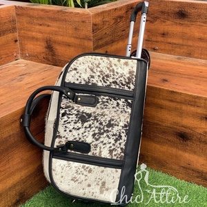 Custom Personalized Reasonable Price Cowhide <b>Leather</b> Business <b>Duffle</b> <b>Bag</b> Genuine <b>Leather</b> Travel Trolley <b>Bags</b> Luggage with Wheels - Product Image 1