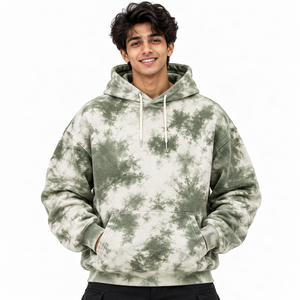 Sweat-shirts à capuche tie-dye personnalisés pour hommes, vert sauge, coupe oversize, 100 % coton molletonné, style streetwear, coupe décontractée, faible MOQ, fournisseur en gros - Product Image 1
