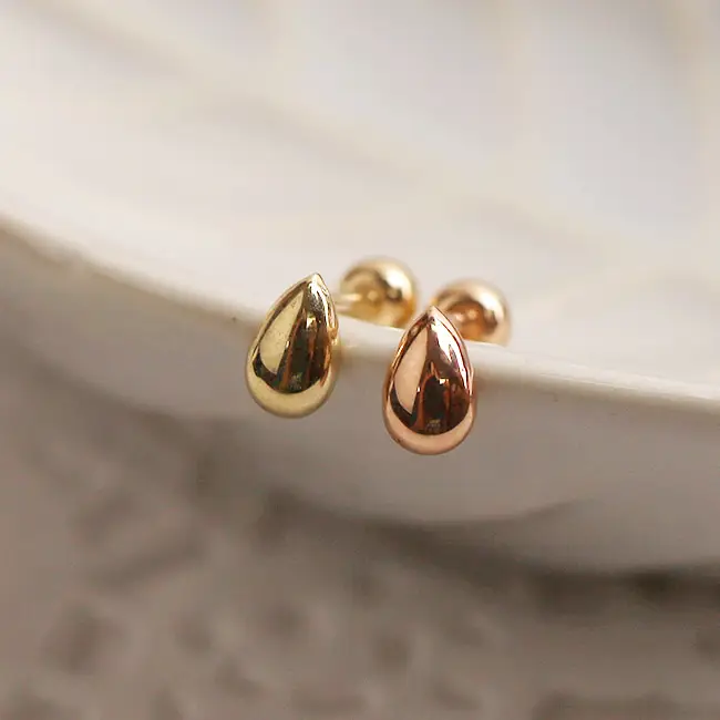 [Artpierce] Mini piercing básico de gota de agua de oro de 14K, estableciéndose como una marca líder en la industria de la joyería hecha en Corea