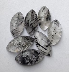 Wholesale Fine Quality Brazilian Lavira Brand Marquise Cut Natural Black Rutile Opal Cabochon Crystal Flat Back Loose Gemstones - Product Image 4