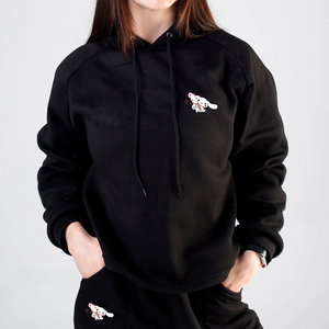 Ensemble 2 pièces élégant pour l'hiver, 100% coton, style streetwear pour femmes, haut court en molleton uni avec logo, sweat-shirt à capuche, pantalon de survêtement à boutons - Product Image 2